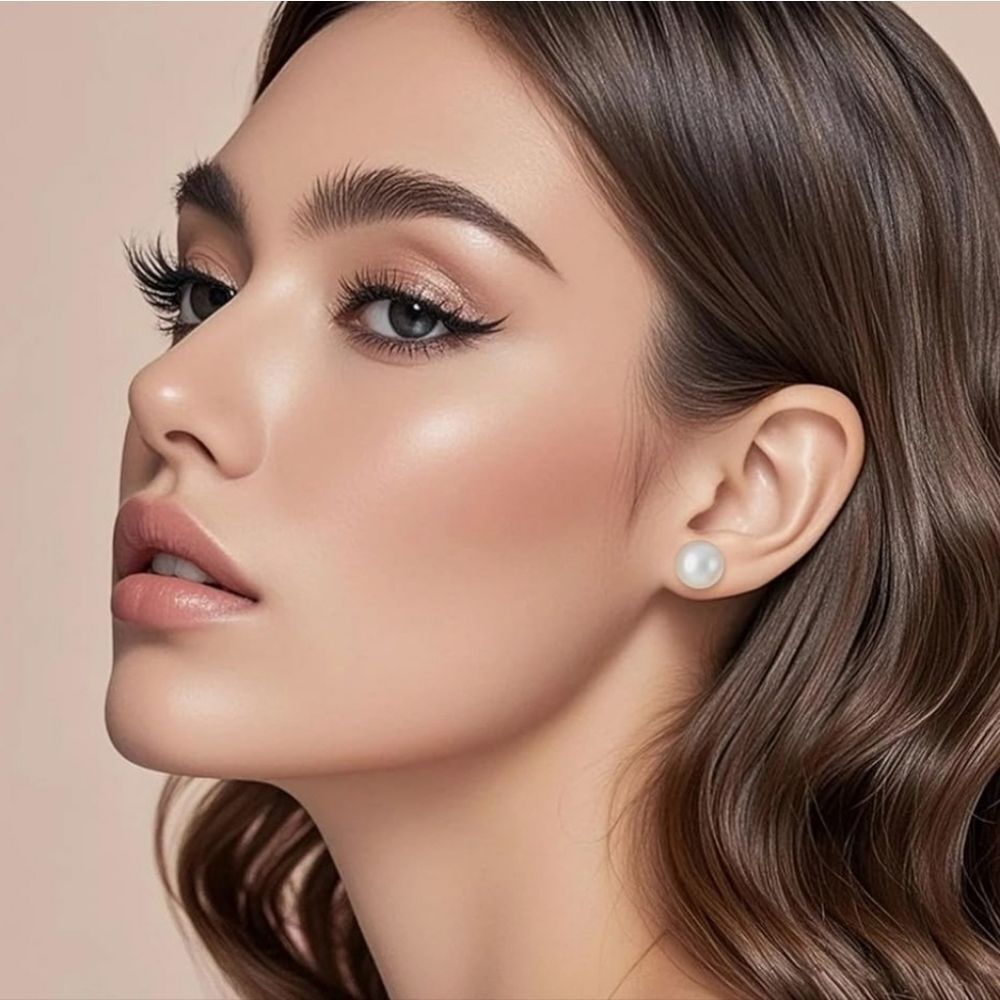 🔸️⏭️NIB Freshwater Natural Cultured Pearl 10mm Stud Earrings
